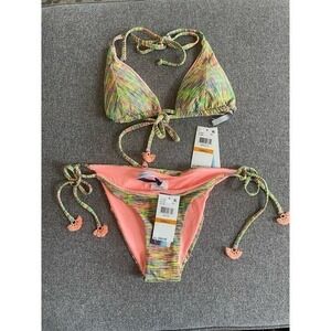 Isabella Rose 2 Piece Bikini Bondi Side Tie Bottoms and Triangle Top Size Small‎